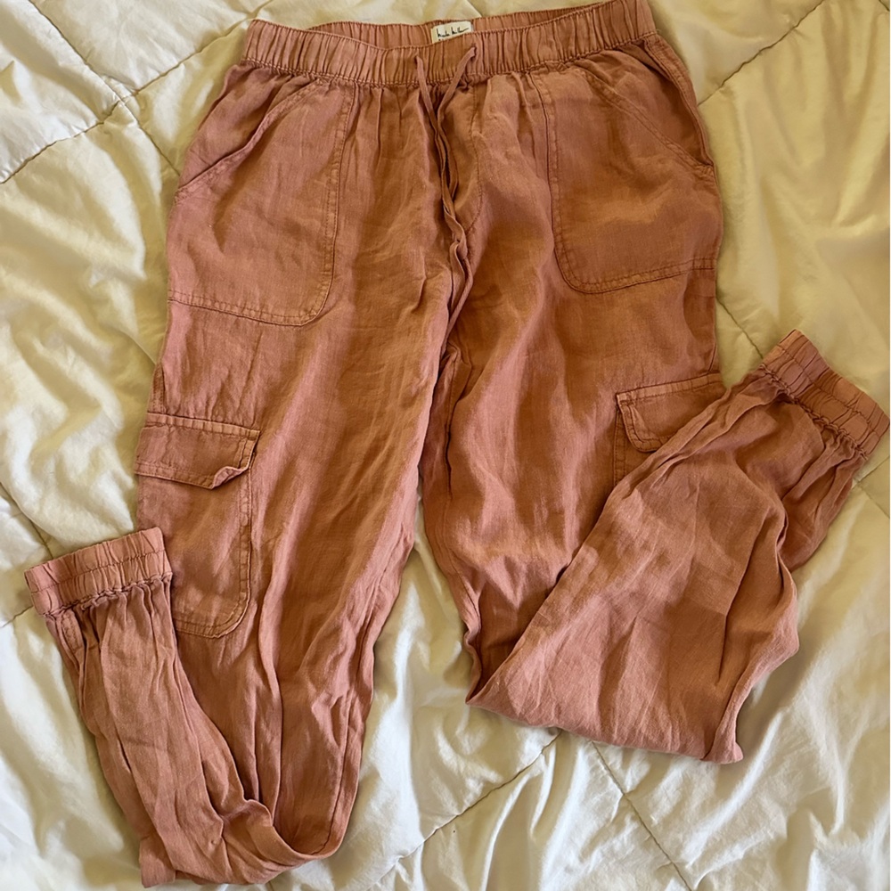 Nicole Miller Blush Linen Pants